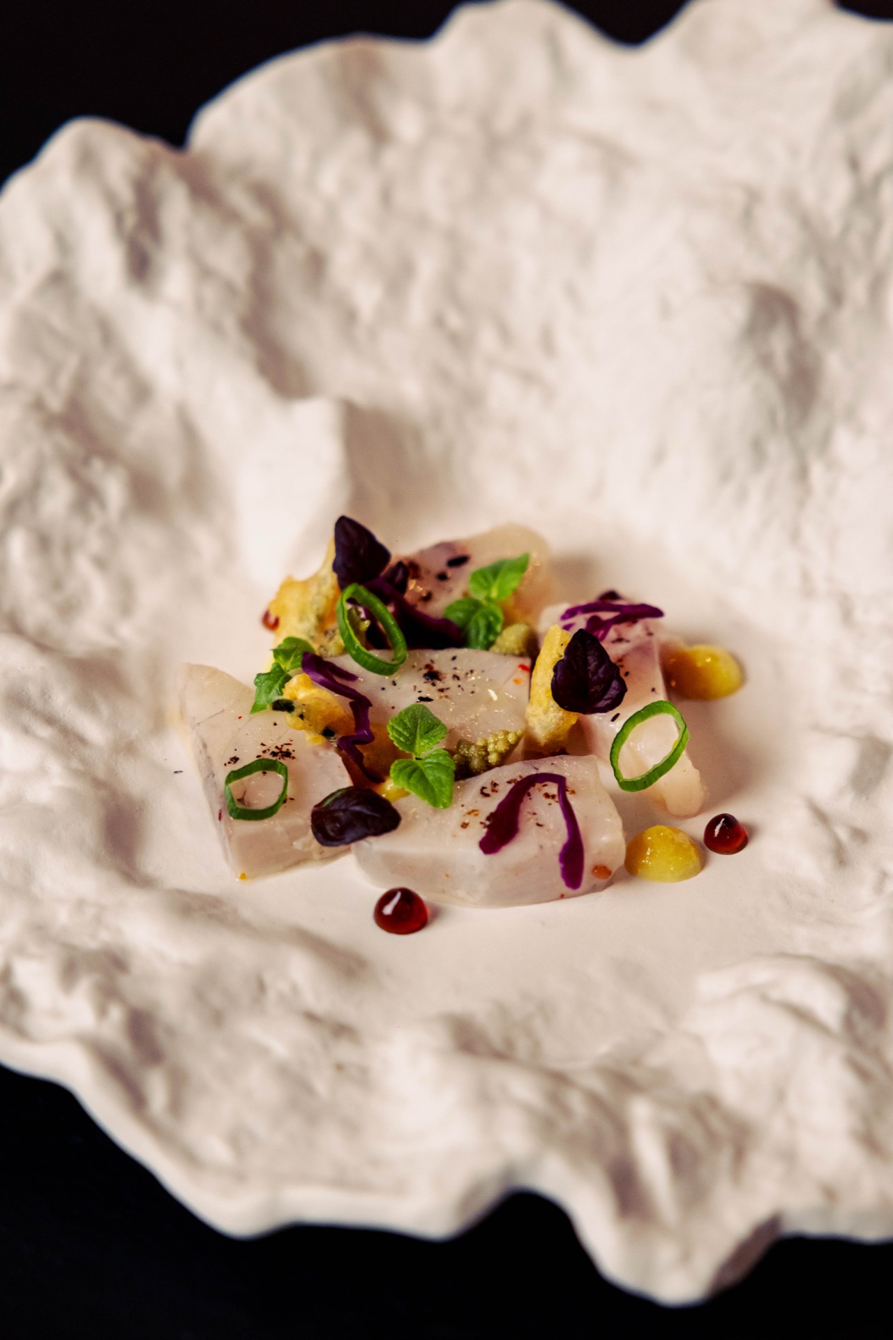Plat gastronomique dresse sur assiette blanche